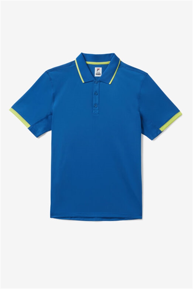Blue Men\'s Fila Center Court Short Sleeve Polo Shirts | Saudi Arabia-859716