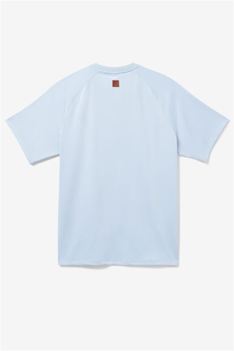 Blue Men's Fila Cross Court Short Sleeve Henley Shirts | Saudi Arabia-842103