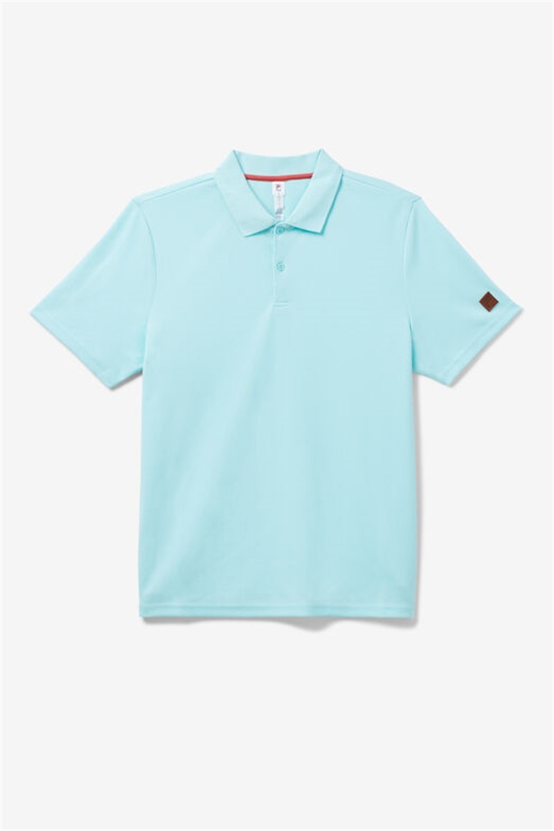 Blue Men\'s Fila Cross Court Texture Polo Shirts | Saudi Arabia-021739