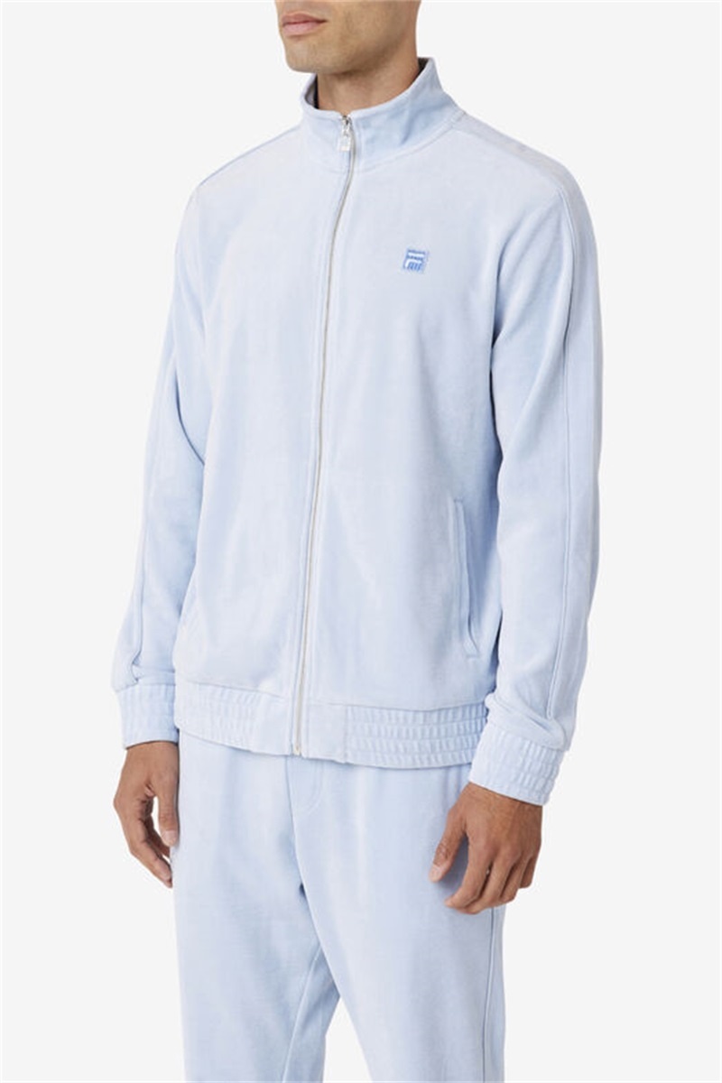 Blue Men's Fila Deverall Velour Jackets | Saudi Arabia-158964