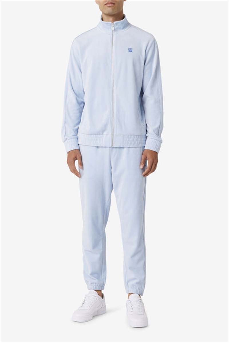Blue Men's Fila Deverall Velour Jackets | Saudi Arabia-158964