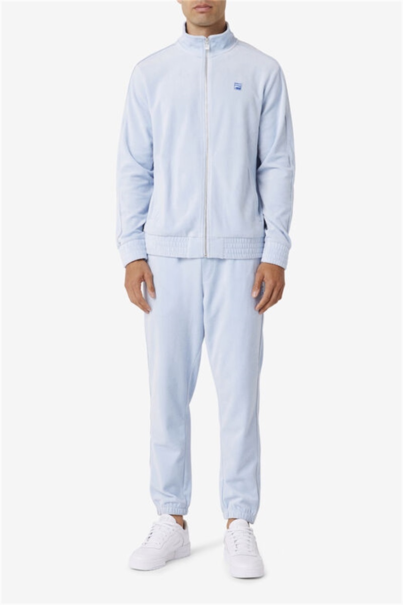 Blue Men's Fila Deverall Velour Pants | Saudi Arabia-861379