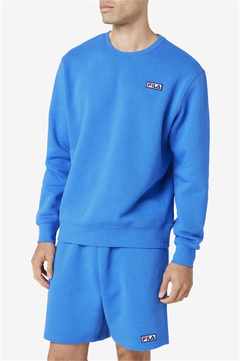Blue Men's Fila Garran Crew Sweatshirts | Saudi Arabia-574180