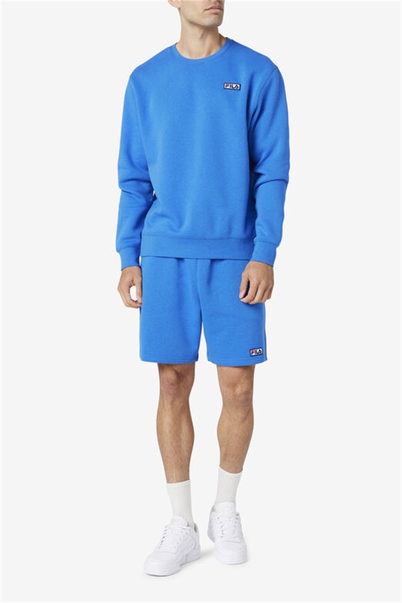 Blue Men's Fila Garran Crew Sweatshirts | Saudi Arabia-574180