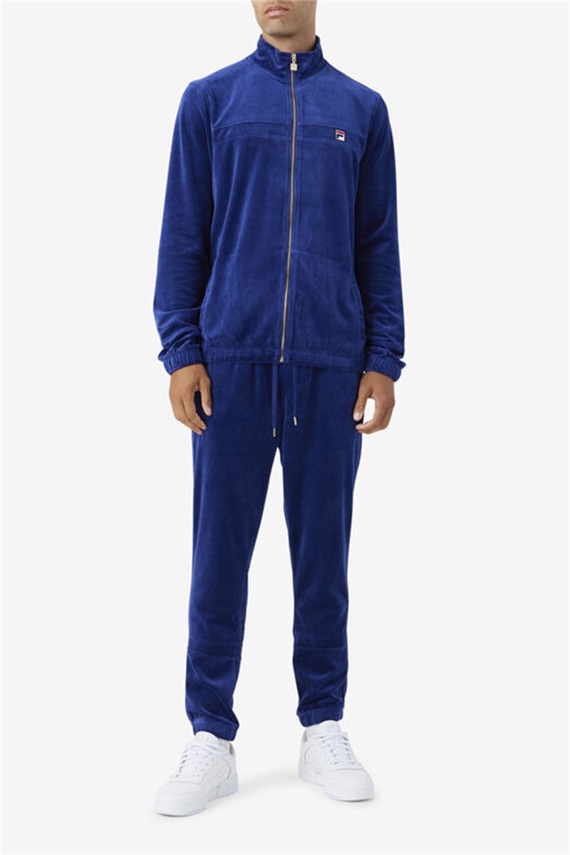 Blue Men's Fila Ravid Velour Jackets | Saudi Arabia-392740