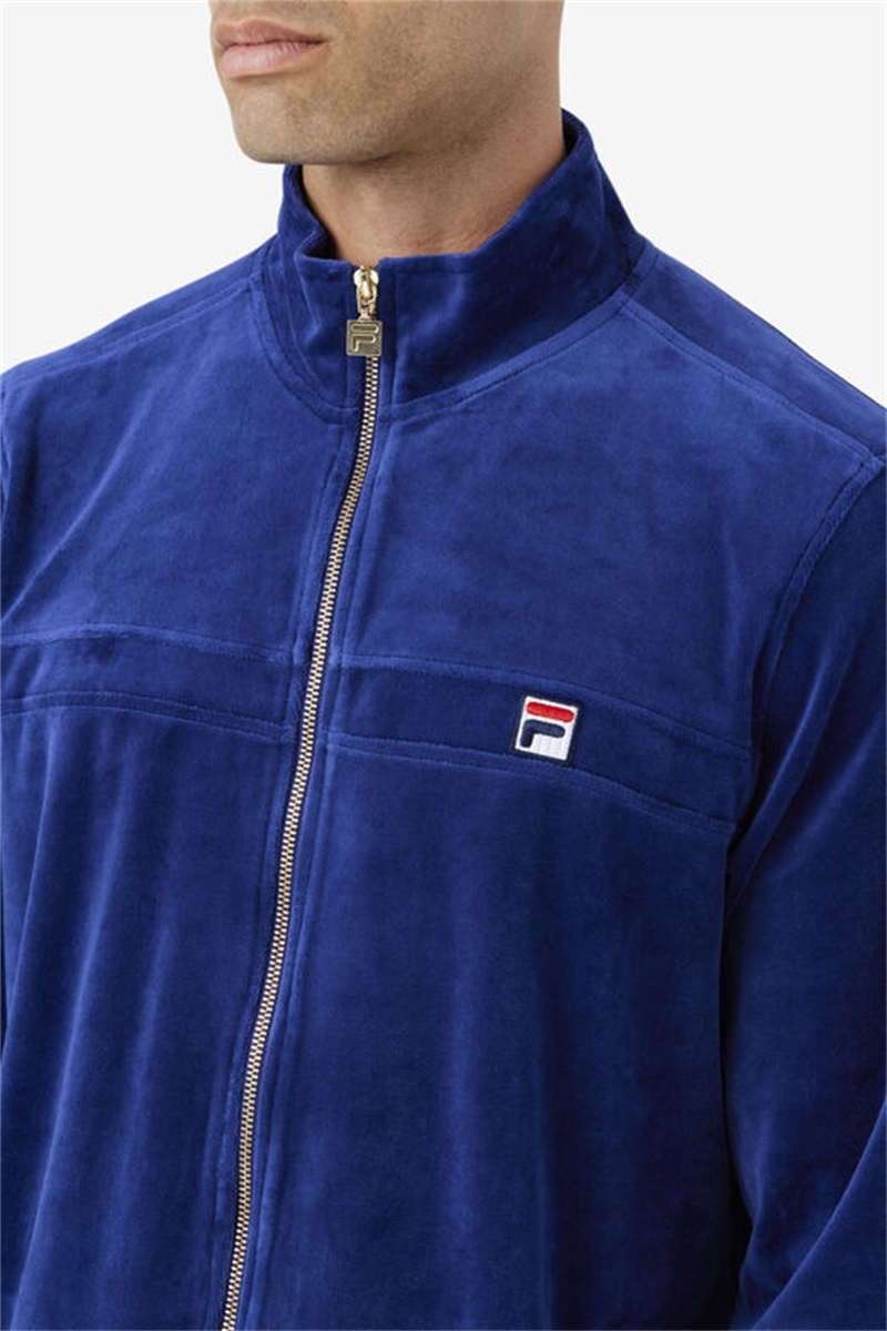 Blue Men's Fila Ravid Velour Jackets | Saudi Arabia-392740
