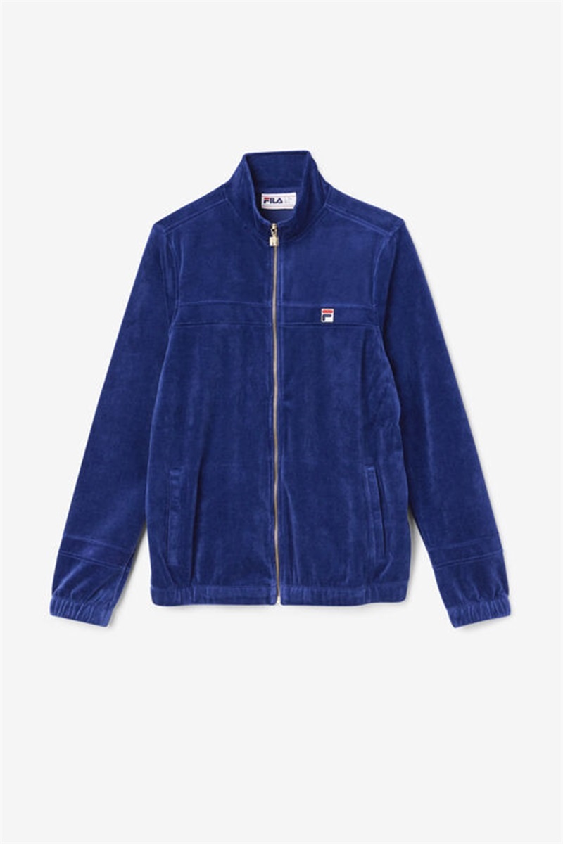 Blue Men\'s Fila Ravid Velour Jackets | Saudi Arabia-392740