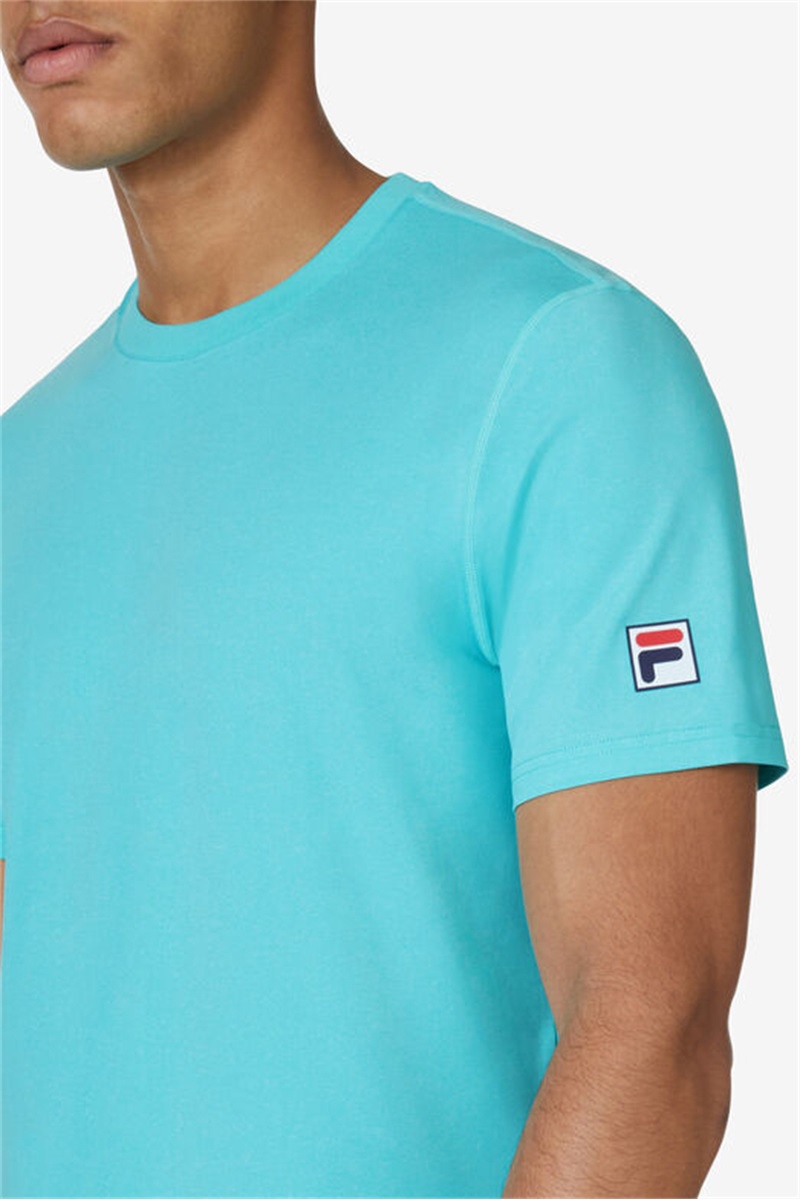 Blue Men's Fila Short Sleeve Crew Shirts | Saudi Arabia-894271