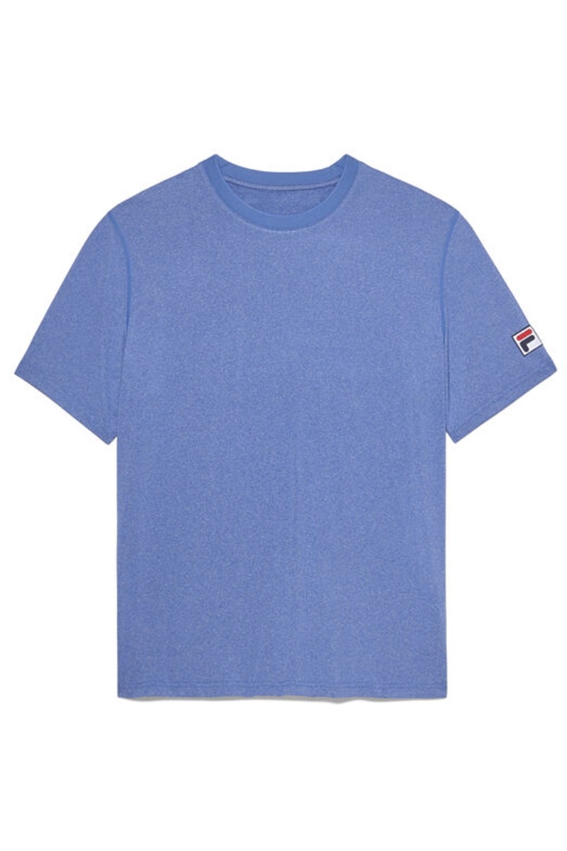 Blue Men\'s Fila Short Sleeve Crew Shirts | Saudi Arabia-472591