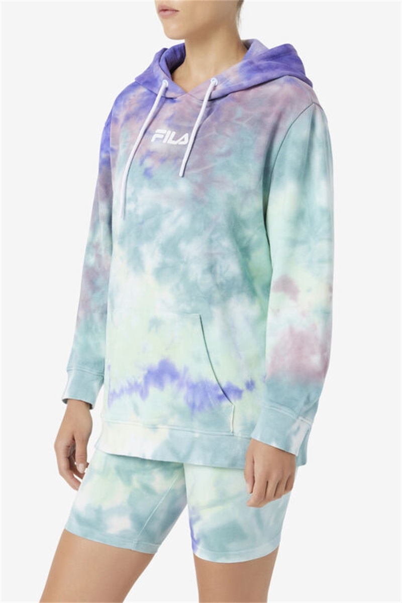 Blue Women's Fila Aerolynn Tie Dye Hoodie | Saudi Arabia-719632