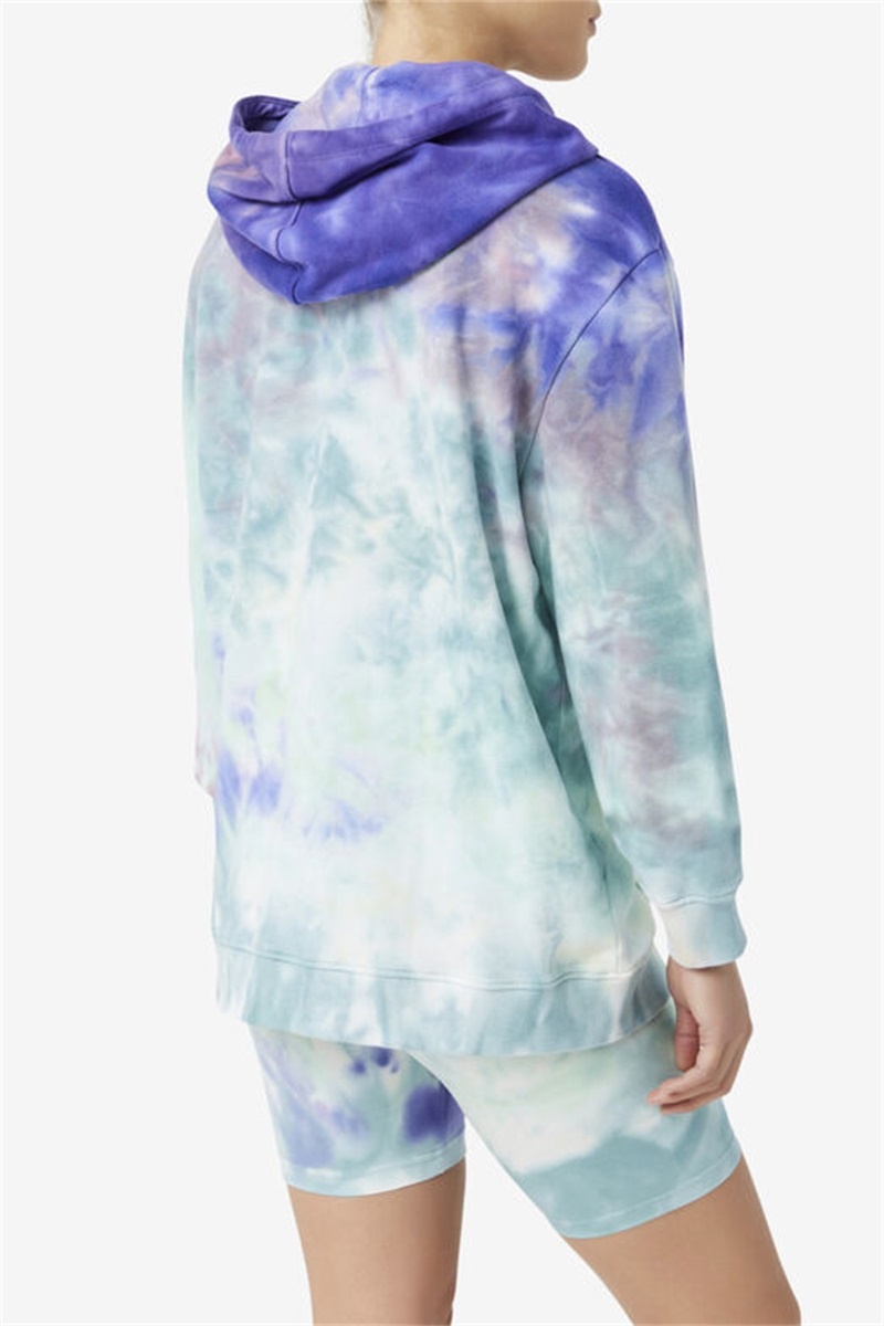 Blue Women's Fila Aerolynn Tie Dye Hoodie | Saudi Arabia-719632