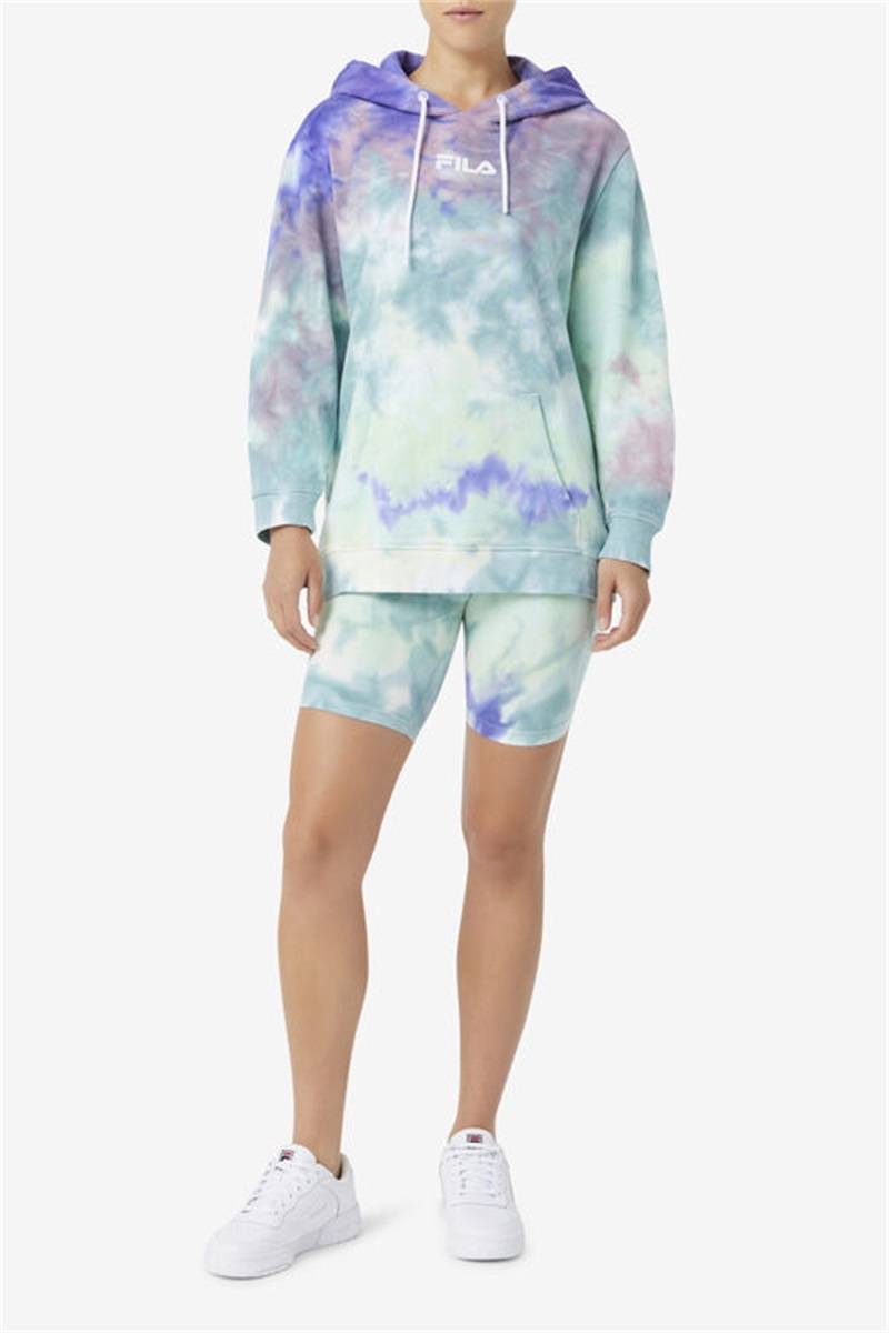 Blue Women's Fila Aerolynn Tie Dye Hoodie | Saudi Arabia-719632