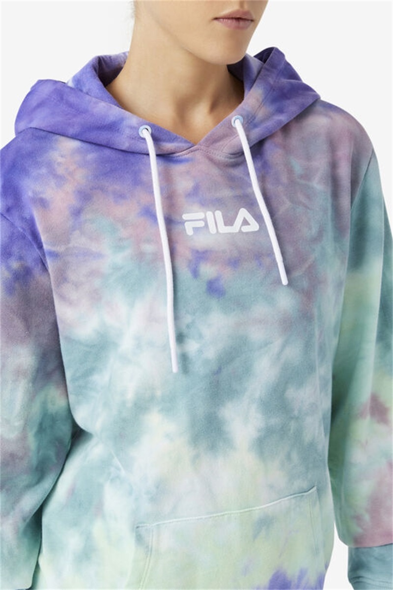 Blue Women's Fila Aerolynn Tie Dye Hoodie | Saudi Arabia-719632