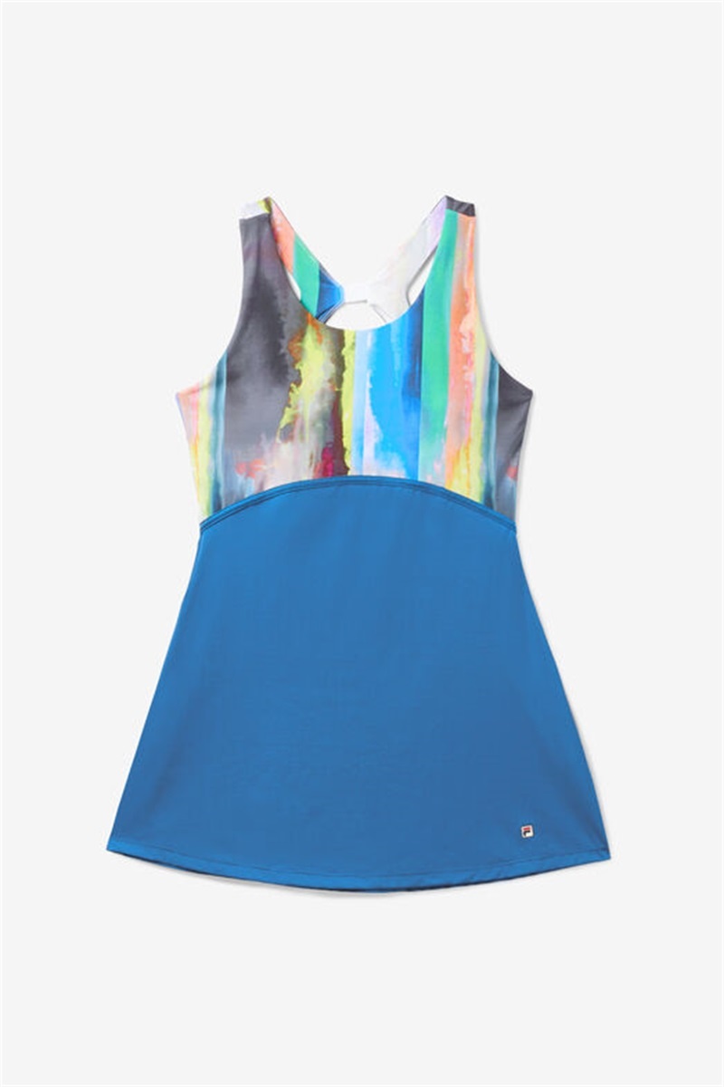 Blue Women\'s Fila Center Court Galaxy Printed Dress | Saudi Arabia-642193