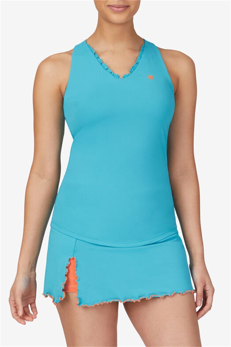 Blue Women's Fila Groundbreaker Racerback Tanks | Saudi Arabia-914056