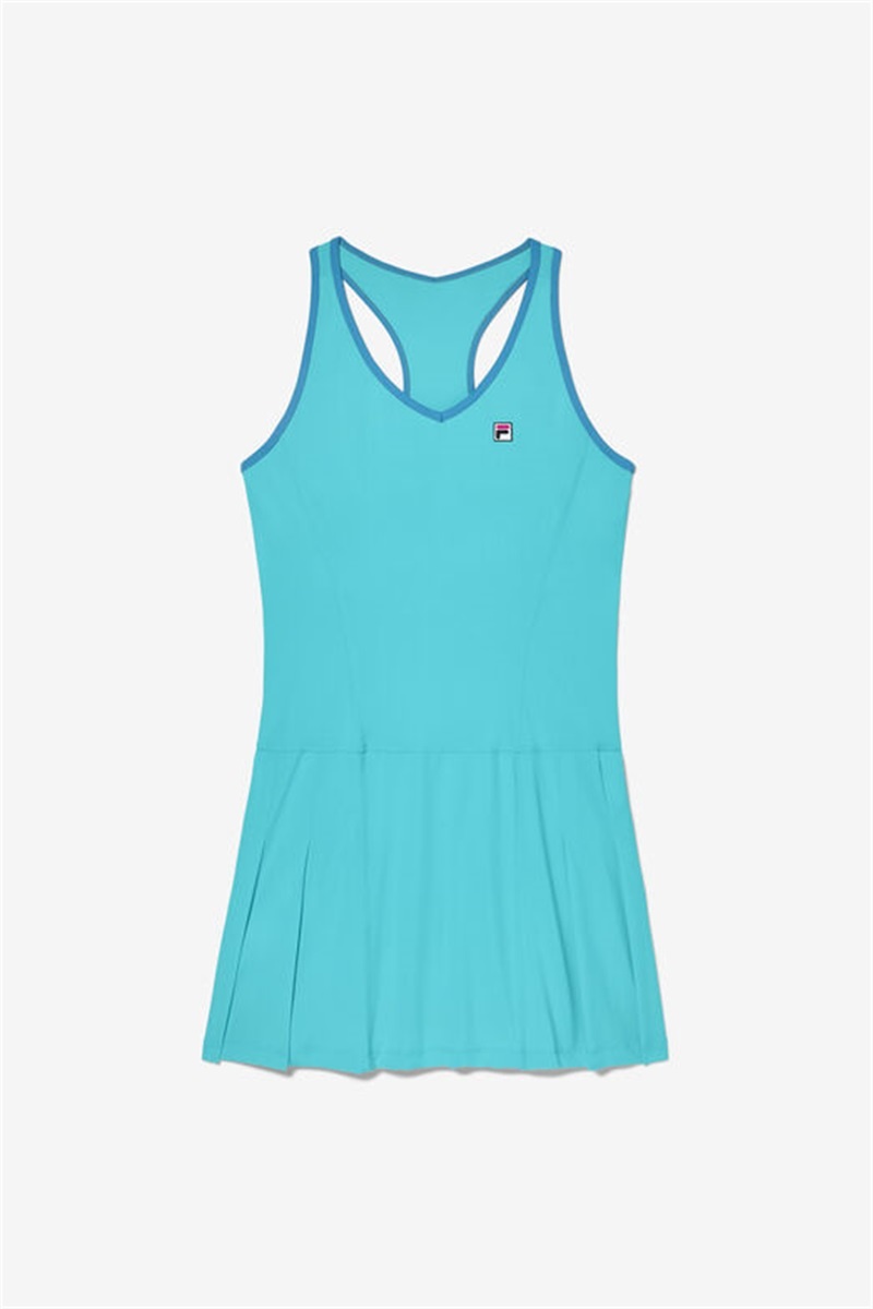 Blue Women\'s Fila Tie Breaker Pleated Dress | Saudi Arabia-582417