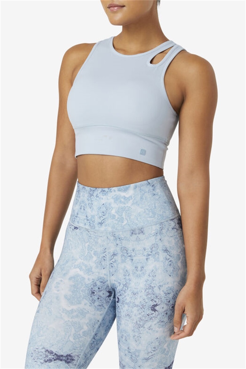 Blue Women's Fila Uplift Slice Crop Top Bras | Saudi Arabia-169380