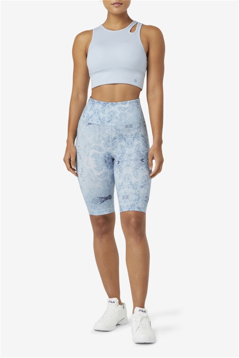 Blue Women's Fila Uplift Slice Crop Top Bras | Saudi Arabia-169380