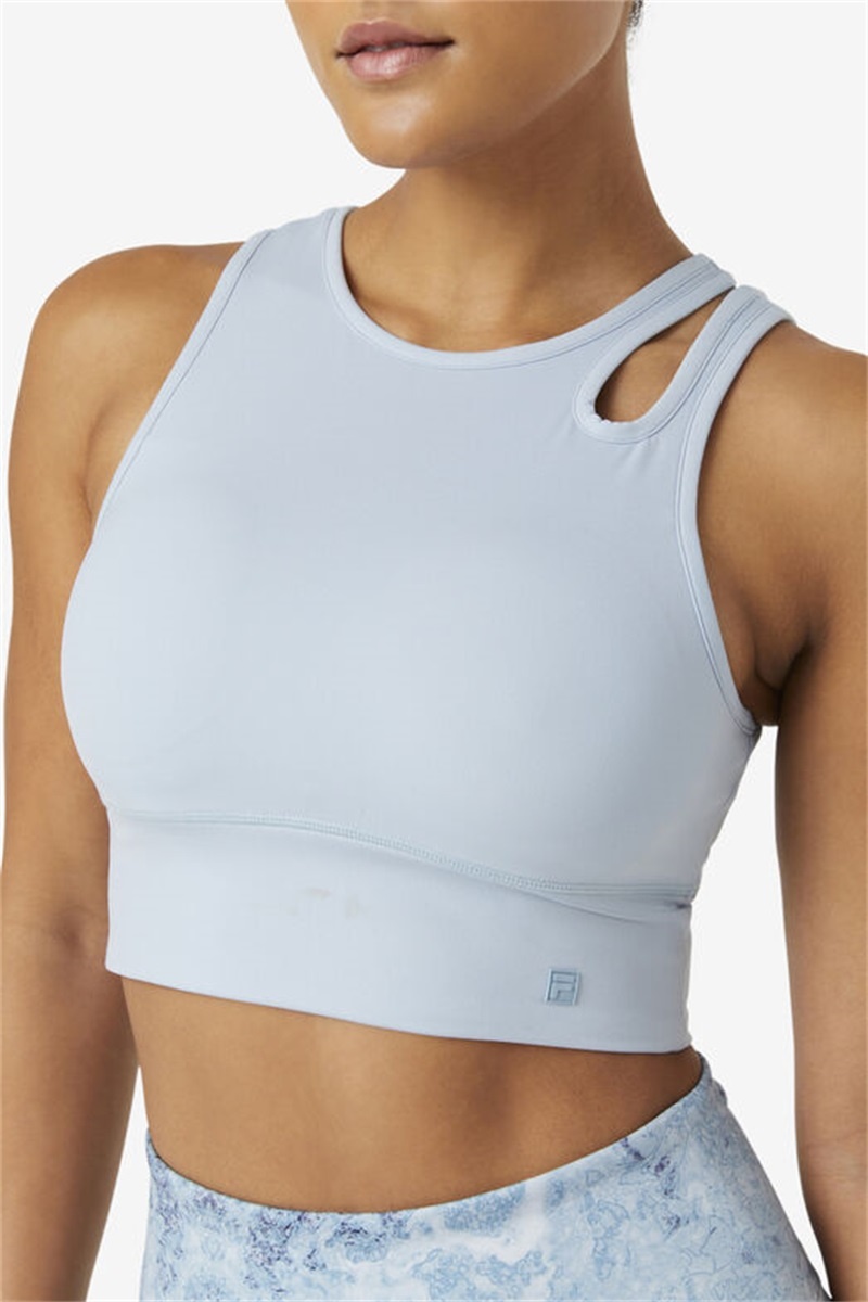 Blue Women's Fila Uplift Slice Crop Top Bras | Saudi Arabia-169380