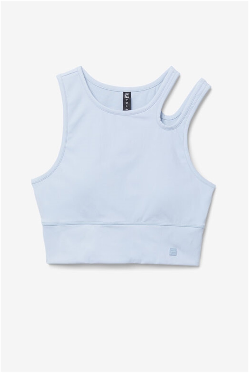 Blue Women\'s Fila Uplift Slice Crop Top Bras | Saudi Arabia-169380