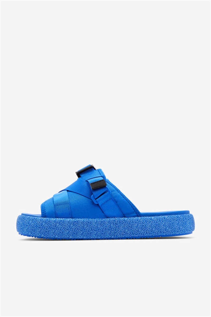 Blue / Black Men's Fila Atlas Slides | Saudi Arabia-203496