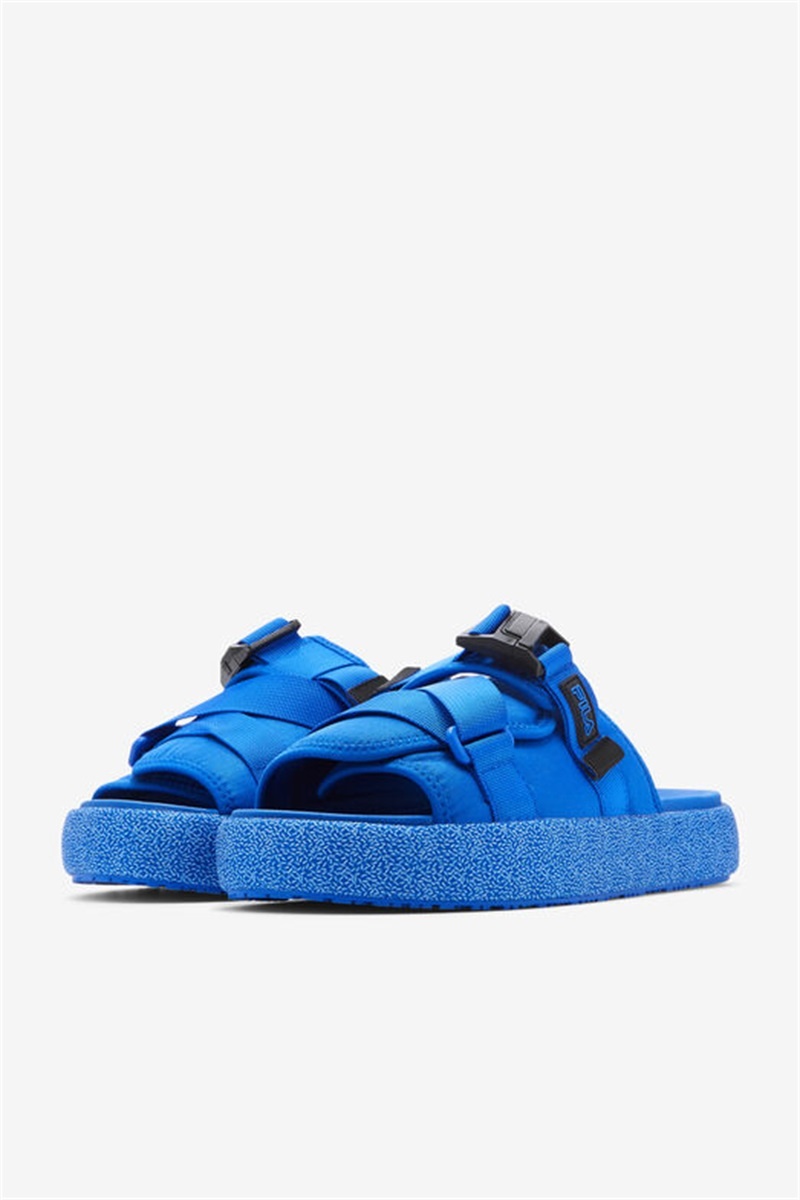 Blue / Black Men's Fila Atlas Slides | Saudi Arabia-203496