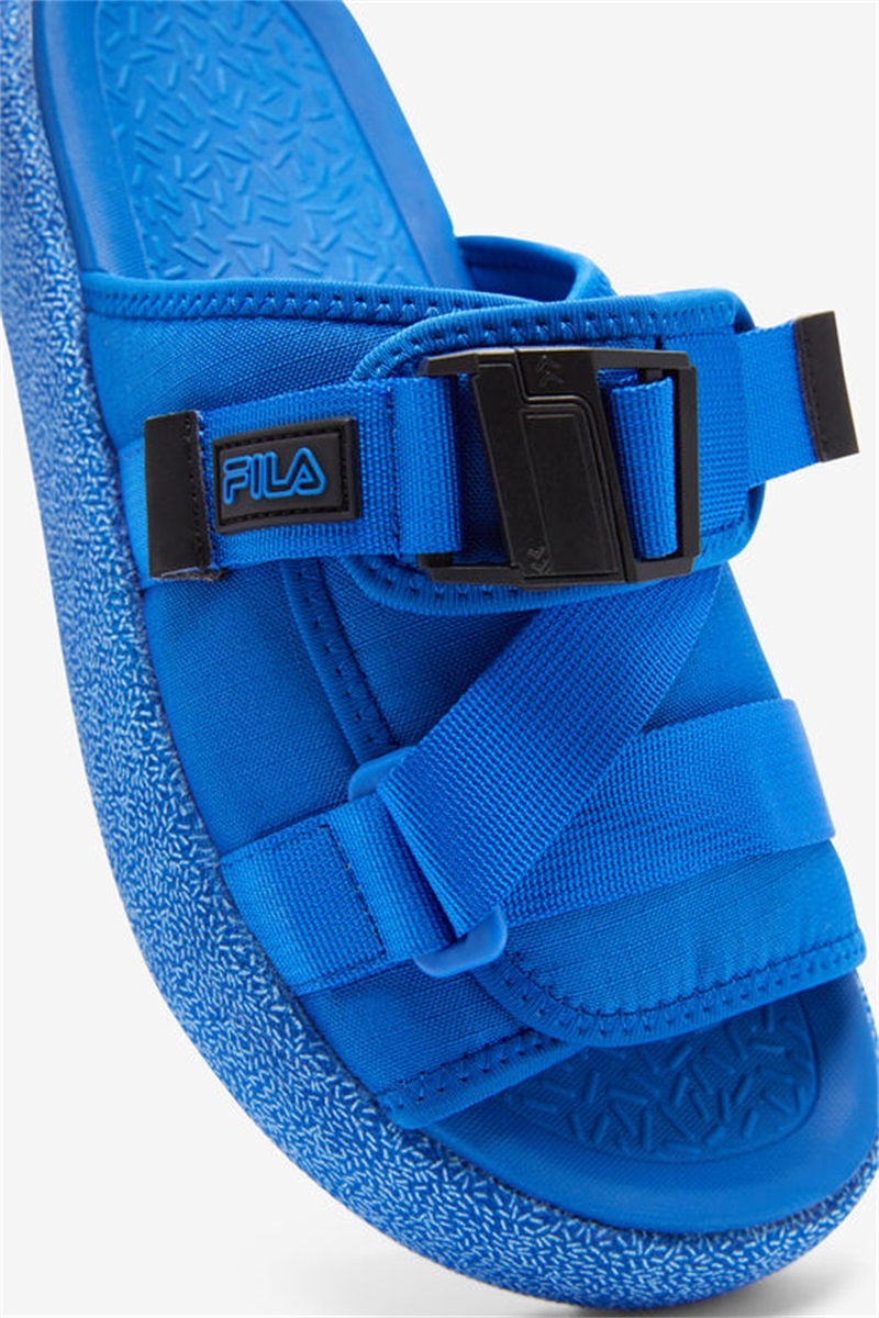 Blue / Black Men's Fila Atlas Slides | Saudi Arabia-203496