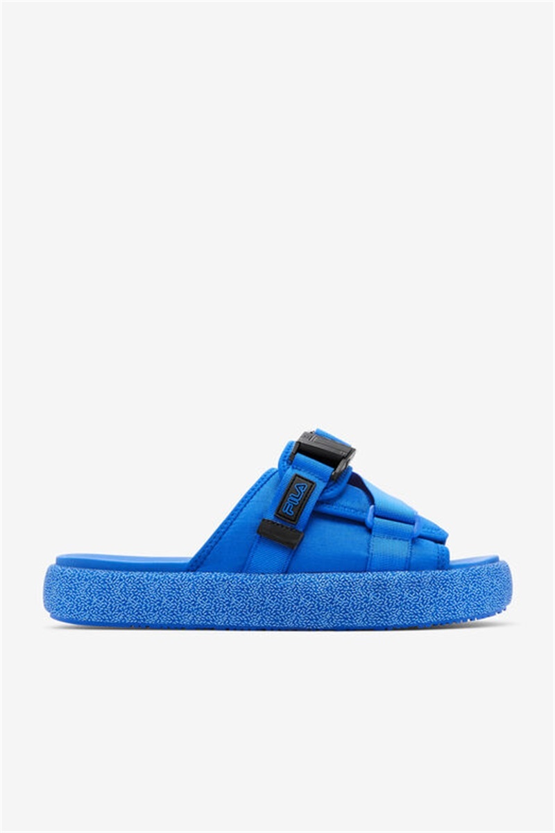 Blue / Black Men\'s Fila Atlas Slides | Saudi Arabia-203496