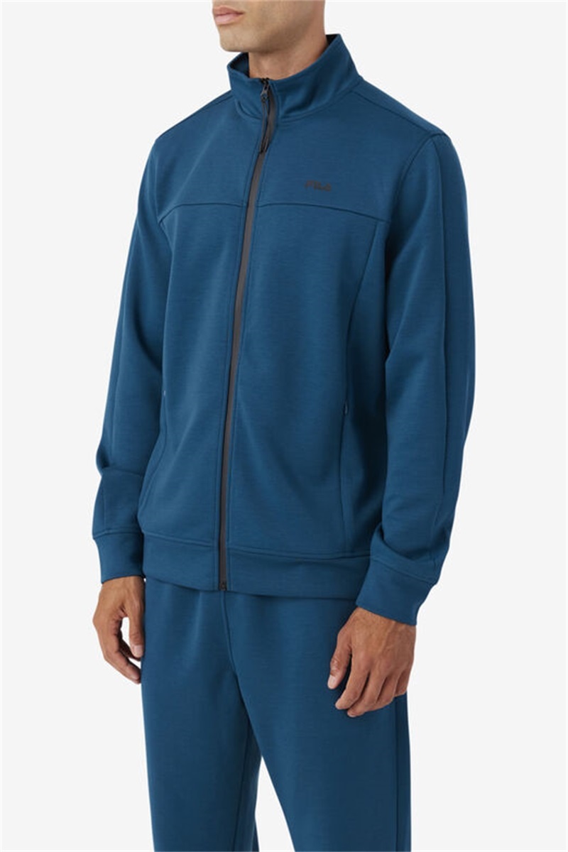 Blue / Black Men's Fila Gonal Zip Jackets | Saudi Arabia-934218