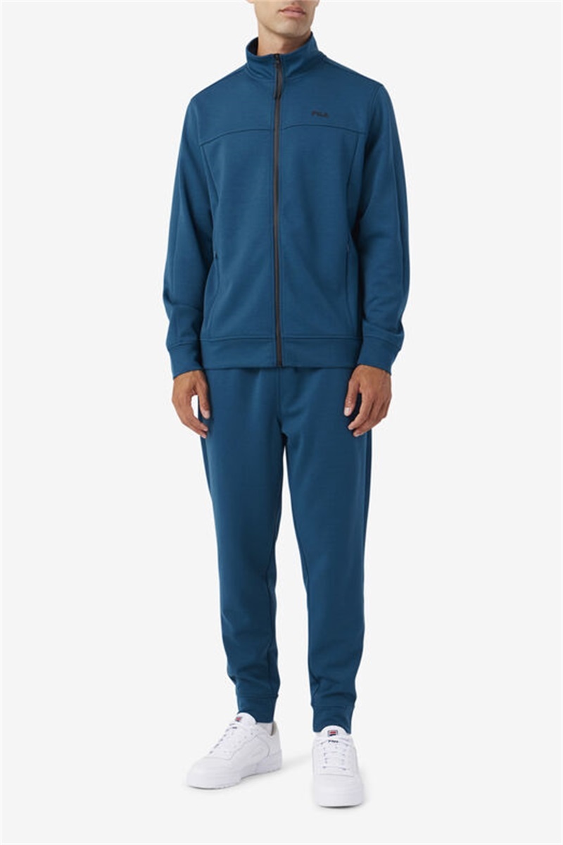Blue / Black Men's Fila Gonal Zip Jackets | Saudi Arabia-934218