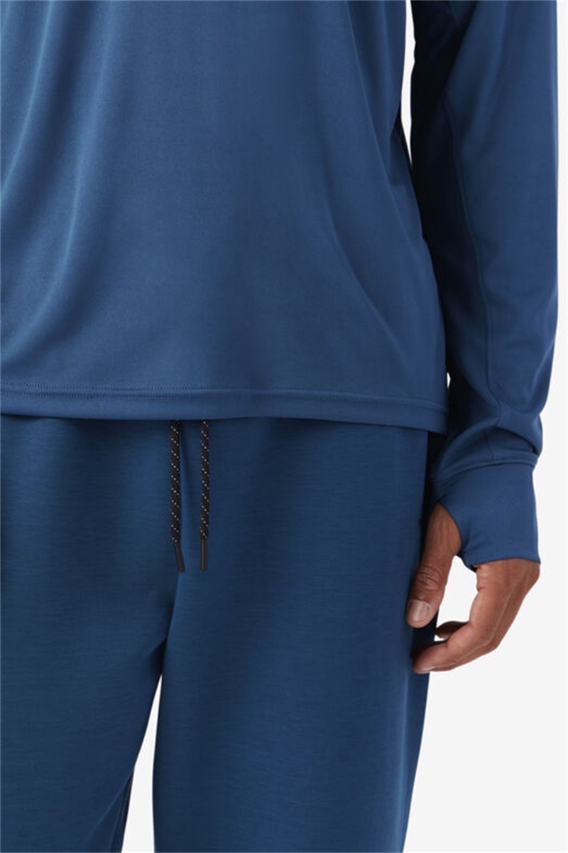 Blue / Black Men's Fila Jazam Long Sleeve Crew Tops | Saudi Arabia-452906