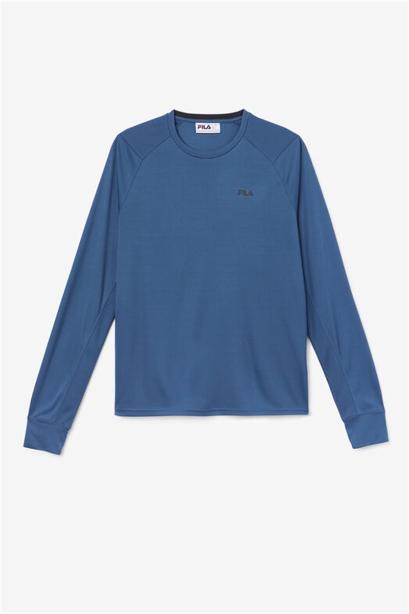 Blue / Black Men\'s Fila Jazam Long Sleeve Crew Tops | Saudi Arabia-452906
