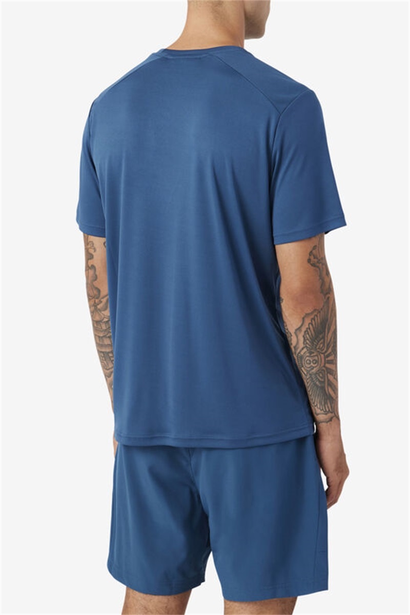 Blue / Black Men's Fila Kaab Crew Tops | Saudi Arabia-573098