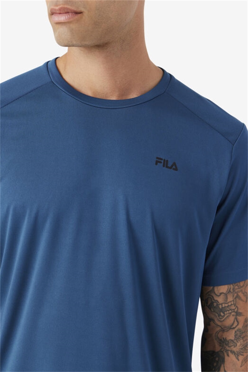 Blue / Black Men's Fila Kaab Crew Tops | Saudi Arabia-573098