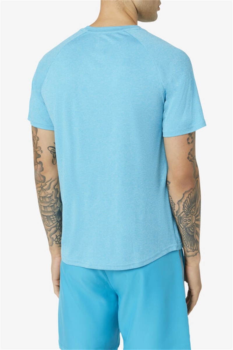Blue / Black Men's Fila Pickleball Short Sleeve Crew Shirts | Saudi Arabia-057864