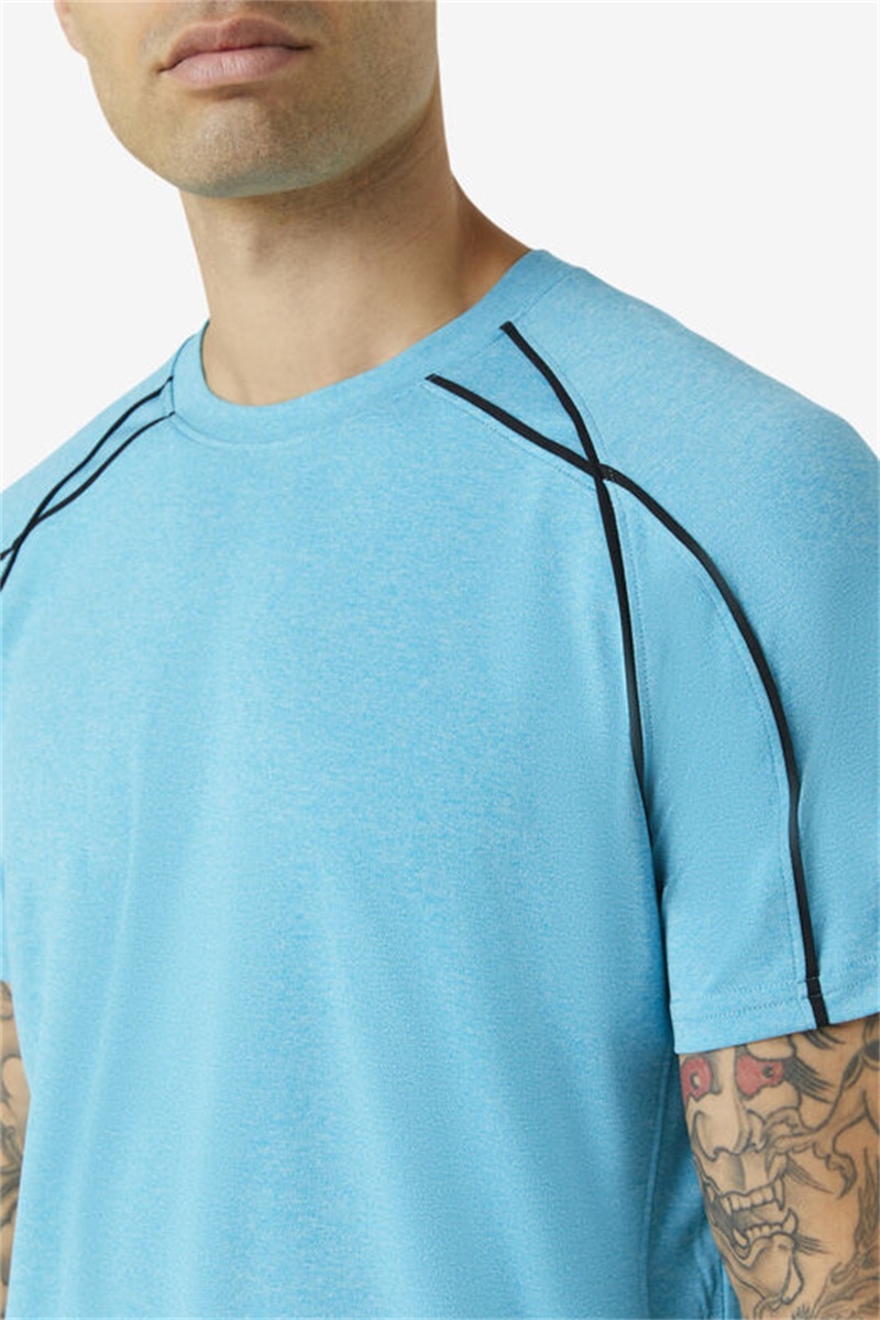Blue / Black Men's Fila Pickleball Short Sleeve Crew Shirts | Saudi Arabia-057864