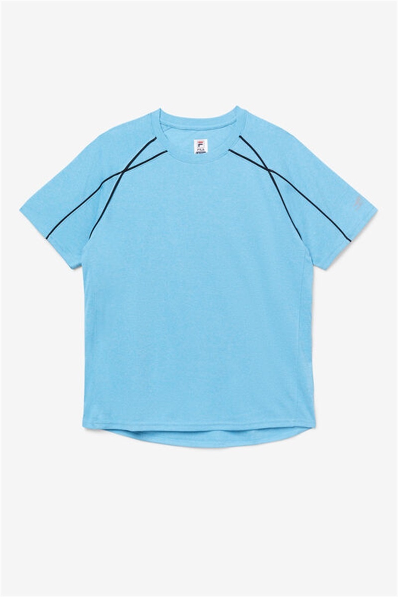 Blue / Black Men\'s Fila Pickleball Short Sleeve Crew Shirts | Saudi Arabia-057864