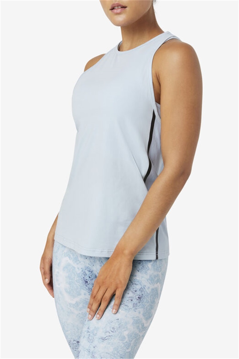 Blue / Black Women's Fila Fi-Lux Loose Tank Top | Saudi Arabia-468035