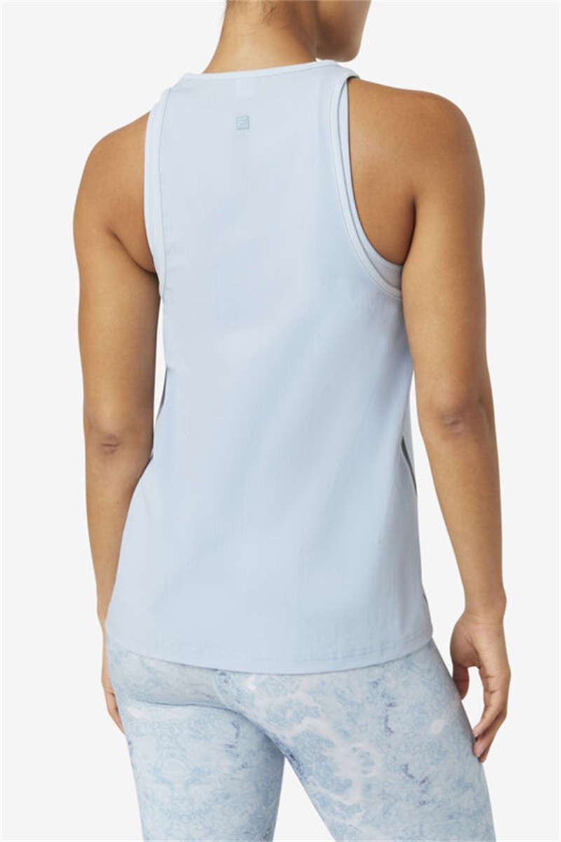 Blue / Black Women's Fila Fi-Lux Loose Tank Top | Saudi Arabia-468035