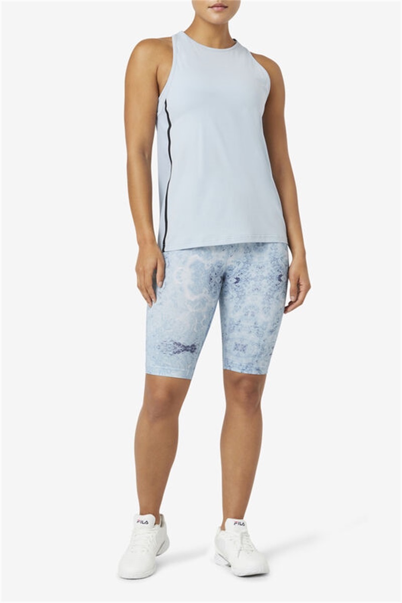 Blue / Black Women's Fila Fi-Lux Loose Tank Top | Saudi Arabia-468035
