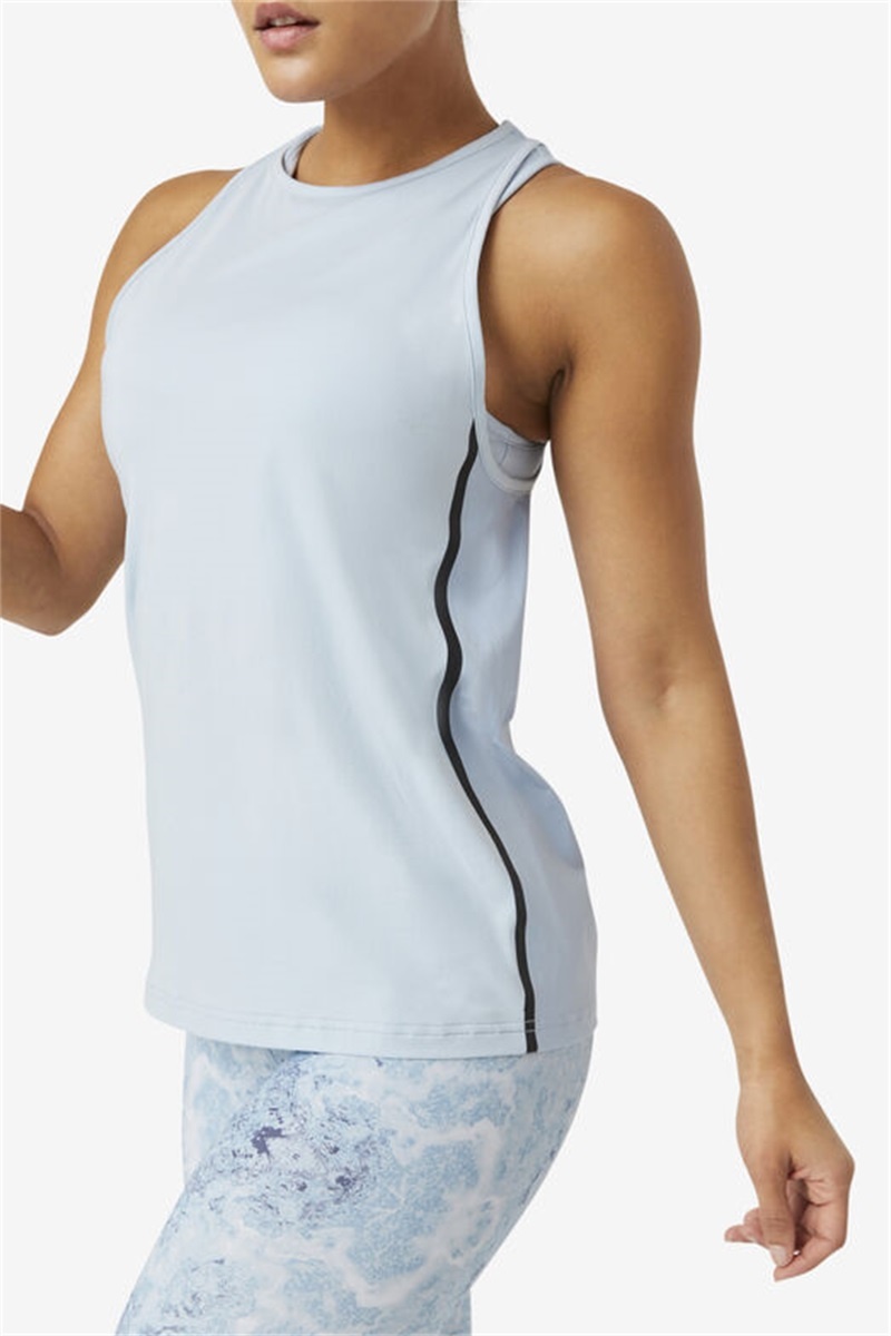 Blue / Black Women's Fila Fi-Lux Loose Tank Top | Saudi Arabia-468035