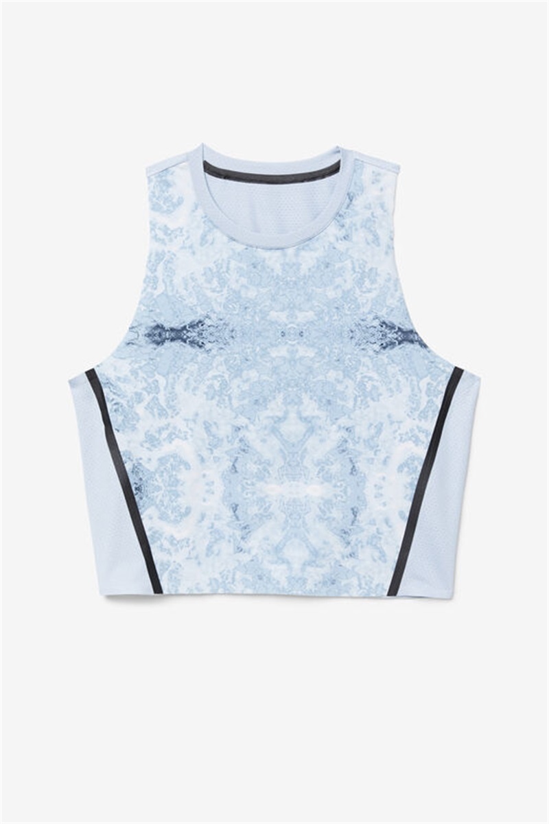Blue / Black Women\'s Fila Uplift Athletic Crop Tank Top | Saudi Arabia-901624