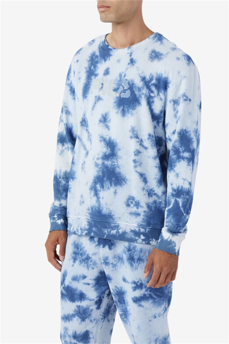 Blue / Grey Men's Fila Uplee Crew Tops | Saudi Arabia-601975