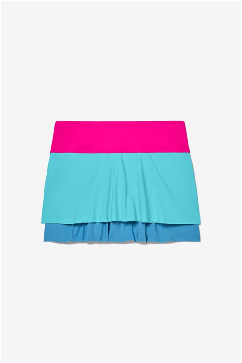 Blue / Pink Women\'s Fila Tie Breaker Double Bounce Skirts | Saudi Arabia-187562