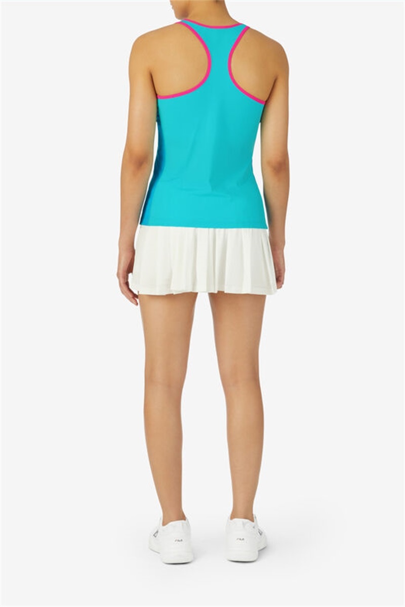 Blue / Pink Women's Fila Tie Breaker Racerback Tanks | Saudi Arabia-607214