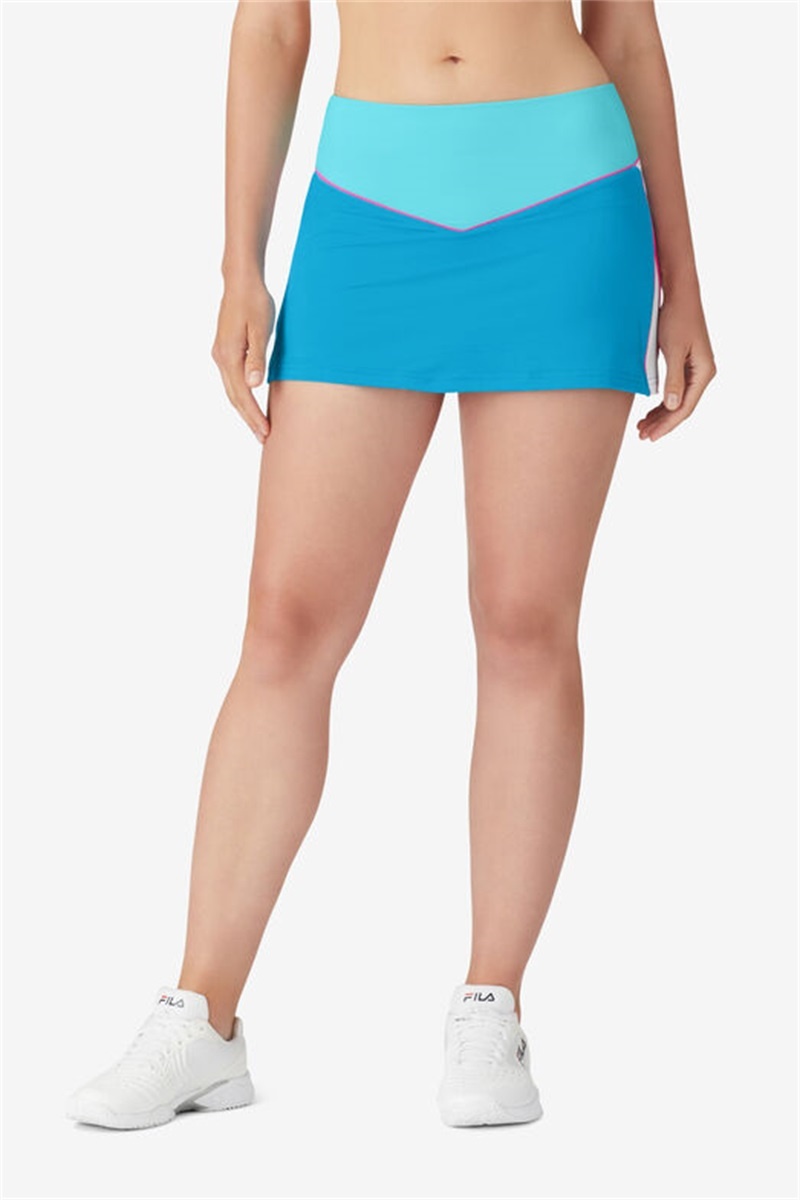 Blue / White Women's Fila Tie Breaker Color Block Skirts | Saudi Arabia-172564