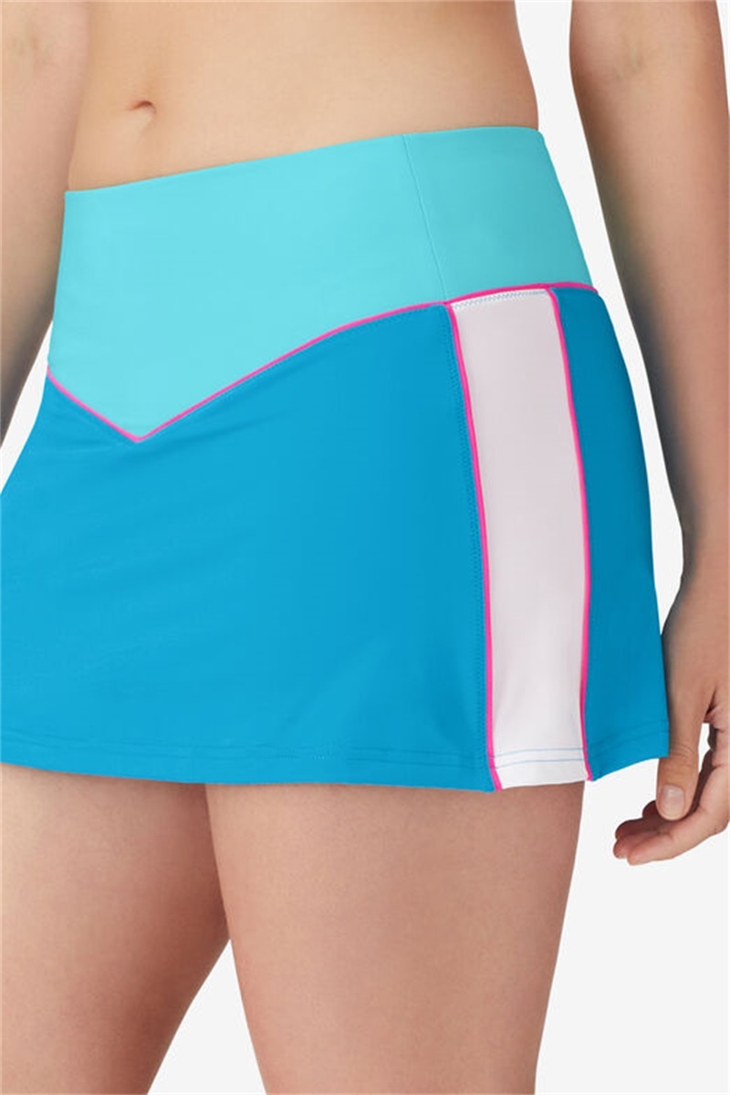 Blue / White Women's Fila Tie Breaker Color Block Skirts | Saudi Arabia-172564