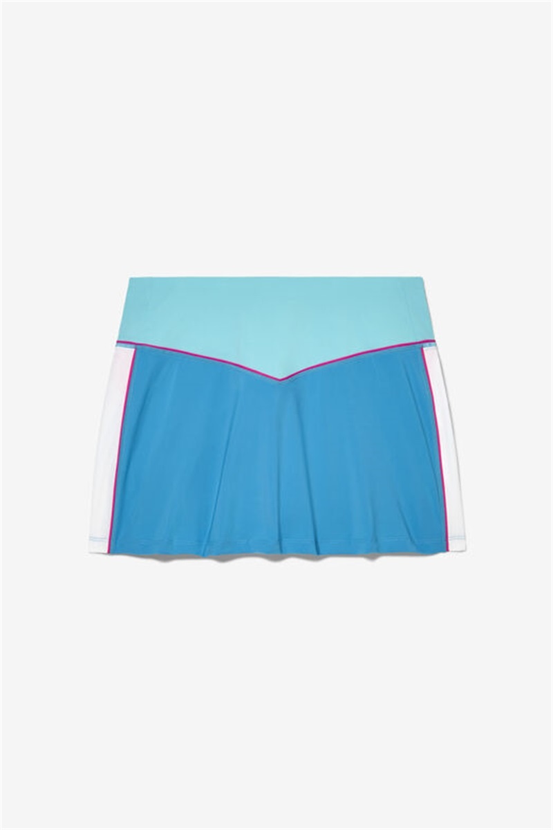 Blue / White Women\'s Fila Tie Breaker Color Block Skirts | Saudi Arabia-172564