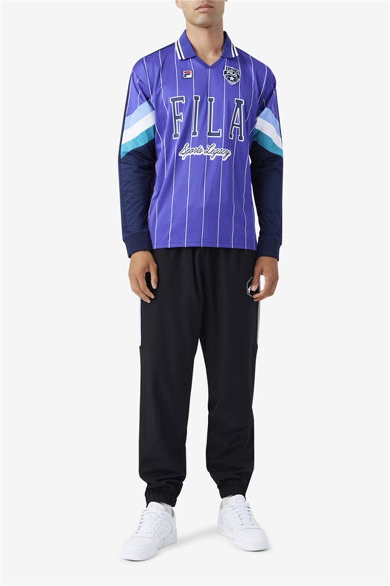 Blue / White / Blue Men's Fila Kay Goalie Jersey | Saudi Arabia-612594