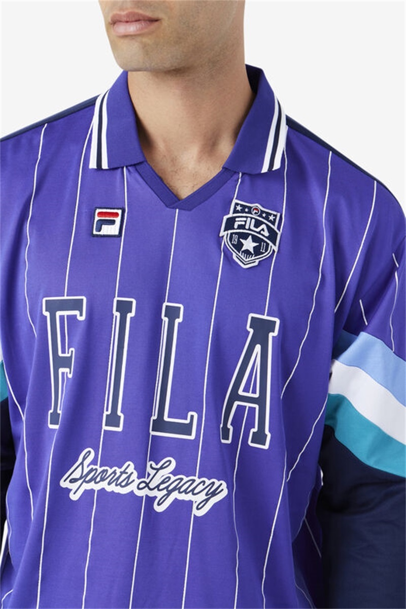 Blue / White / Blue Men's Fila Kay Goalie Jersey | Saudi Arabia-612594